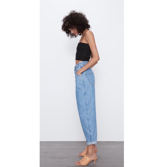Zara slouchy jeans high waisted blue size 10 - Picture 4 of 6
